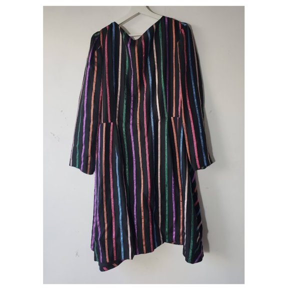 NWT Tanya Taylor Metallic Stripe Magnolia Wrap Party Dress - Picture 8 of 12